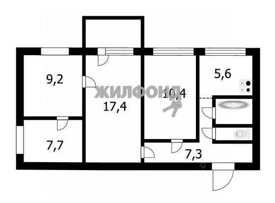 Продажа 3-комнатной квартиры 60,5 м², 1/5 этаж