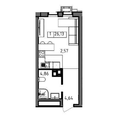 Продажа квартиры-студии 26,1 м², 10/23 этаж