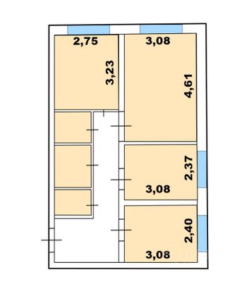 Продажа 3-комнатной квартиры 54,6 м², 2/2 этаж