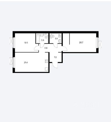 Продажа 2-комнатной квартиры 72 м², 3/25 этаж