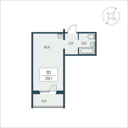 29,1 м², студия, 17/17 этаж