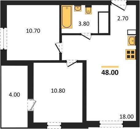 Продажа 2-комнатной квартиры 48 м², 17/26 этаж