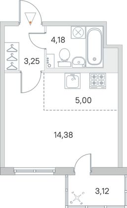 Продажа квартиры-студии 27,8 м², 3/8 этаж
