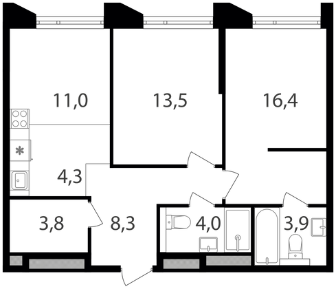 Продажа 2-комнатной квартиры 65,2 м², 16/21 этаж