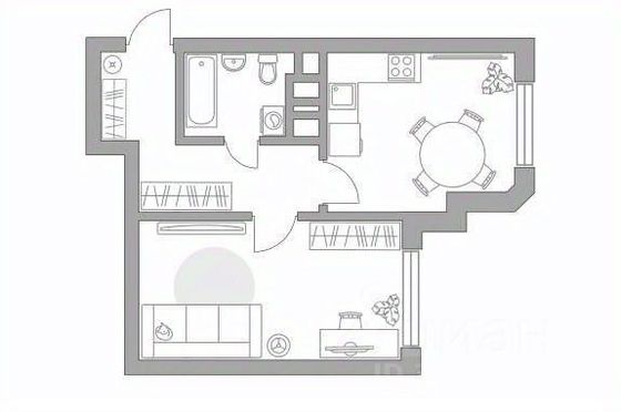 Продажа 1-комнатной квартиры 39,5 м², 6/12 этаж