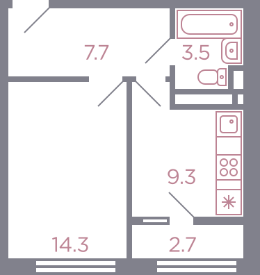 34,8 м², 1-комн. квартира, 9/12 этаж