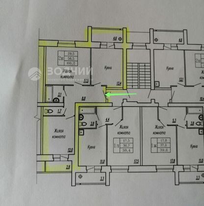 Продажа 2-комнатной квартиры 60,2 м², 3/5 этаж