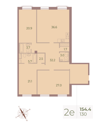 Продажа 3-комнатной квартиры 155,4 м², 7/9 этаж
