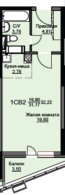 Продажа квартиры-студии 32,2 м², 9/17 этаж