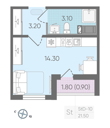 Продажа квартиры-студии 20,6 м², 2/24 этаж