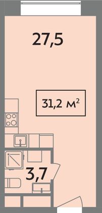 Продажа квартиры-студии 31,2 м², 10/14 этаж