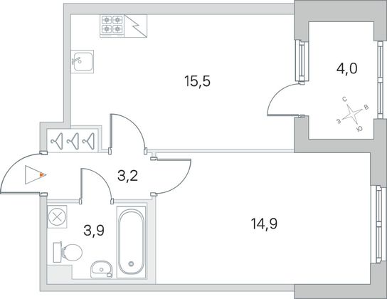 Продажа 1-комнатной квартиры 39,5 м², 1/5 этаж