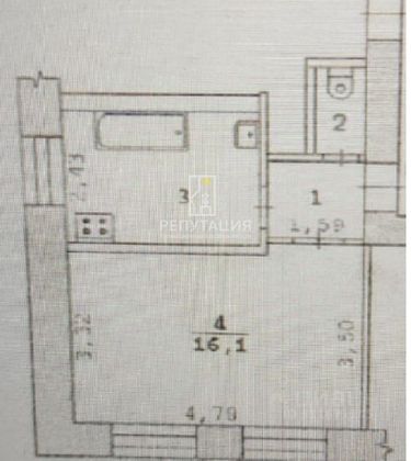 Продажа 1-комнатной квартиры 27,2 м², 2/2 этаж