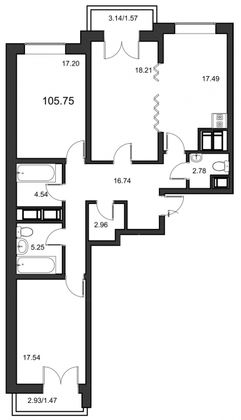 Продажа 3-комнатной квартиры 105,4 м², 23/24 этаж