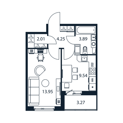 Продажа 1-комнатной квартиры 35,3 м², 7/12 этаж