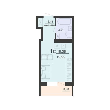 Продажа 1-комнатной квартиры 19,9 м², 18/20 этаж