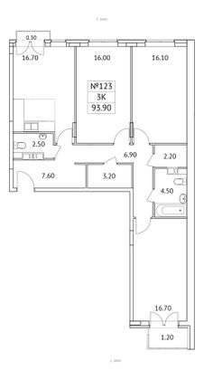 93,9 м², 3-комн. квартира, 6/11 этаж