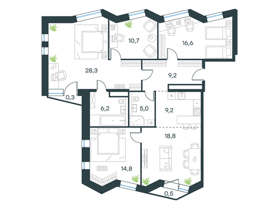 Продажа 4-комнатной квартиры 119,6 м², 20/24 этаж