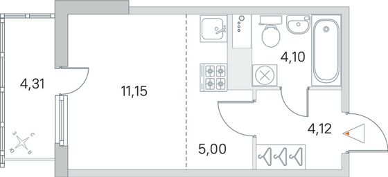 Продажа квартиры-студии 25,7 м², 3/8 этаж