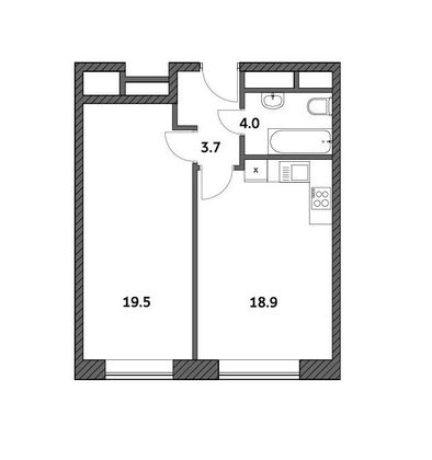 Продажа 1-комнатной квартиры 46 м², 5/19 этаж