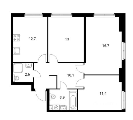 Продажа 3-комнатной квартиры 70,4 м², 21/23 этаж