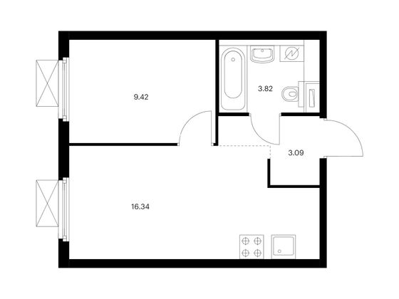 Продажа 1-комнатной квартиры 32,7 м², 23/33 этаж