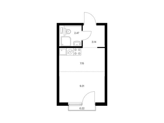 Продажа квартиры-студии 22,2 м², 9/33 этаж