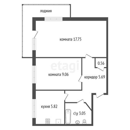 Продажа 2-комнатной квартиры 41,9 м², 2/5 этаж