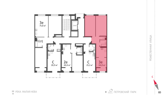 64 м², 2-комн. квартира, 7/8 этаж