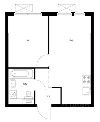 Продажа 1-комнатной квартиры 34 м², 4/9 этаж