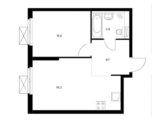 Продажа 1-комнатной квартиры 40,1 м², 32/33 этаж