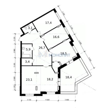 Продажа 4-комнатной квартиры 163,2 м², 19/21 этаж