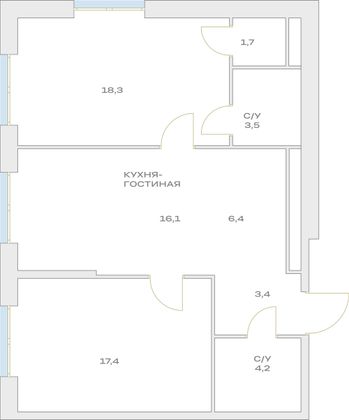 Продажа 3-комнатной квартиры 70,8 м², 11/23 этаж