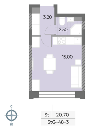 Продажа квартиры-студии 20,7 м², 3/30 этаж