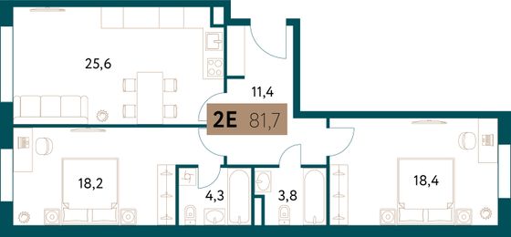 81,4 м², 3-комн. квартира, 3/28 этаж