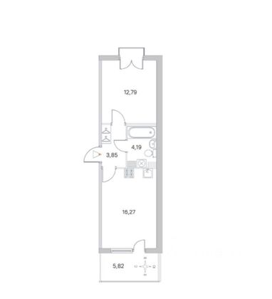 Продажа 1-комнатной квартиры 42,9 м², 4/4 этаж