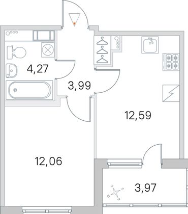 Продажа 1-комнатной квартиры 34,9 м², 2/5 этаж