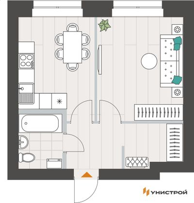 37,2 м², 1-комн. квартира, 1/10 этаж