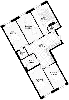 Продажа 4-комнатной квартиры 137,1 м², 2/7 этаж