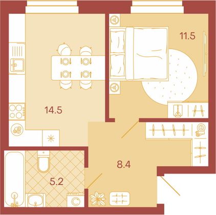 Продажа 1-комнатной квартиры 38,6 м², 7/18 этаж
