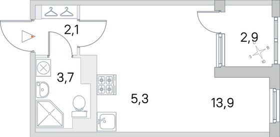 Продажа квартиры-студии 26,5 м², 4/5 этаж