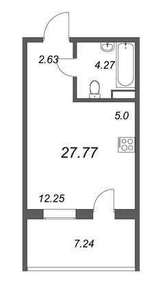 Продажа квартиры-студии 27,8 м², 2/5 этаж