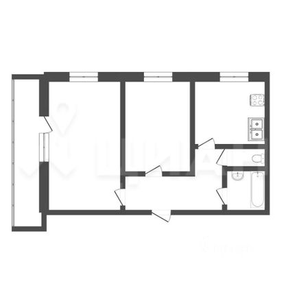 Продажа 2-комнатной квартиры 53,3 м², 1/9 этаж