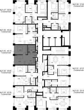 Продажа 1-комнатной квартиры 40,2 м², 21/27 этаж