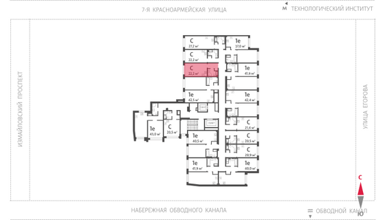 22,2 м², студия, 6/11 этаж