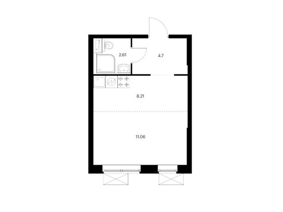 Продажа квартиры-студии 26,6 м², 20/33 этаж