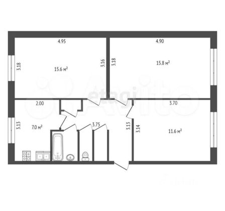 Продажа 3-комнатной квартиры 61,7 м², 3/5 этаж
