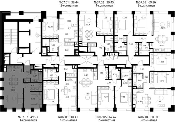 Продажа 1-комнатной квартиры 49,5 м², 7/21 этаж