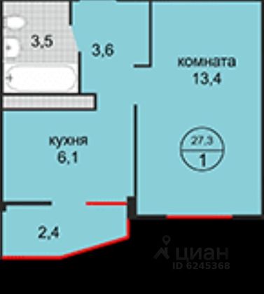 Продажа квартиры-студии 30 м², 10/17 этаж