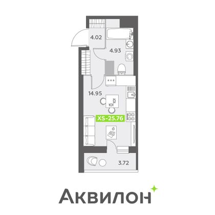 25,8 м², студия, 11/13 этаж